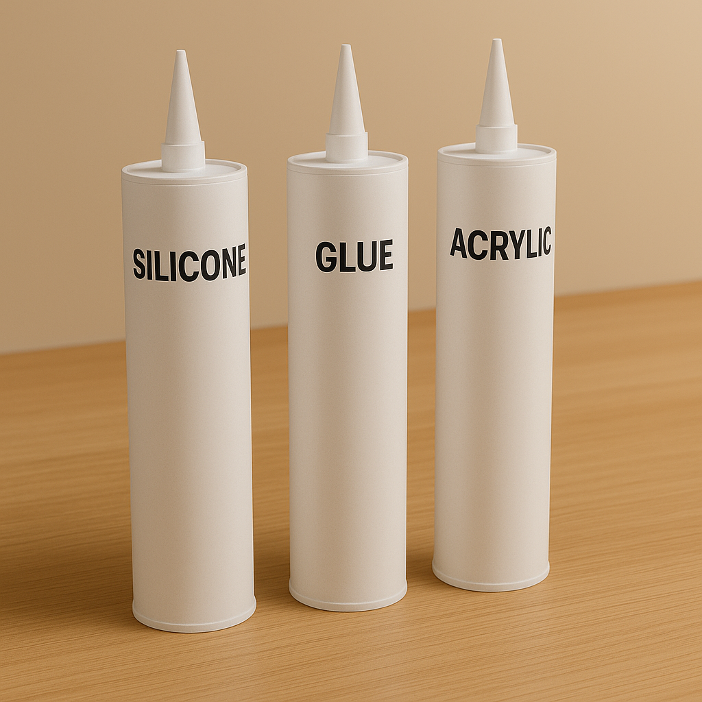Adhesive materials (silicone, glue, acrylic)